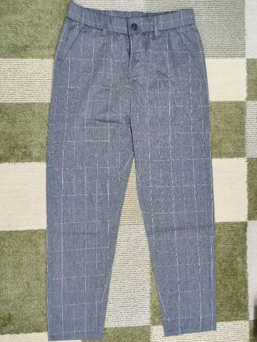 그레이 체크 무늬 슬랙스 사이즈 34