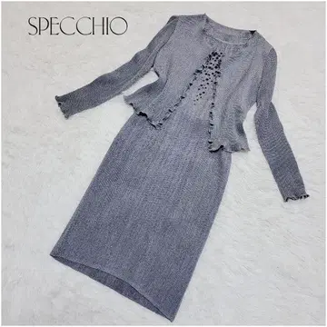 SPECCHIO/스페치오 셔틀 플리츠 가디건 원피스 세트