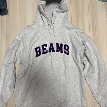 BEAMS 그레이 후드 부착 후드티 XXL