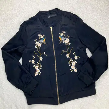 자라 우먼 스카잔 블루종 자수 매화 꾀꼬리 블랙