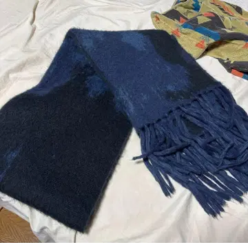 [ CLEL ] 모헤어 블렌드 샤기 디자인 대형 머플러 블루