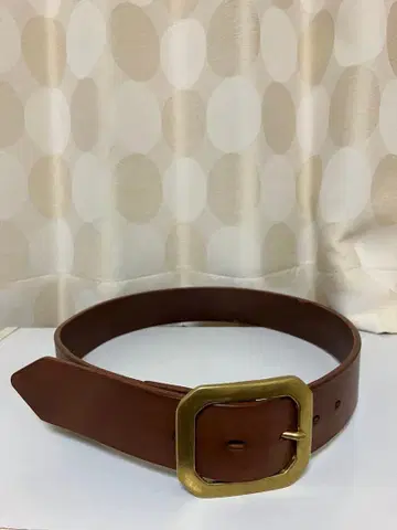 핸드메이드 브라운 가죽 벨트 놋쇠 버클 스퀘어형