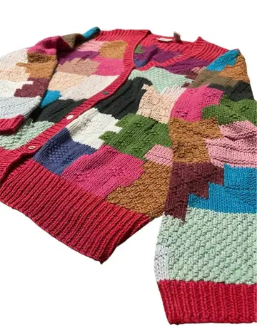 90s crazy pattern 가디건 패치워크풍 멀티 컬러