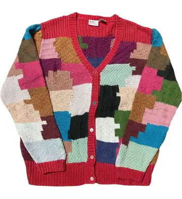 90s crazy pattern 가디건 패치워크풍 멀티 컬러