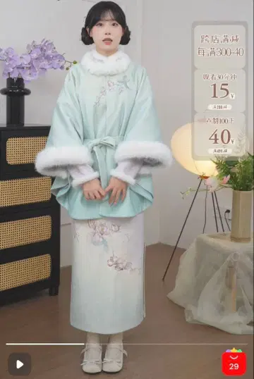 울 케이프 케이프 코트 가을/겨울 두꺼운 옷 팔레놉시스 자수