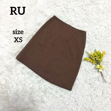 RU 마루이 체크 무늬 미니 스커트 브라운 레트로 하운드투스 카멜 XS