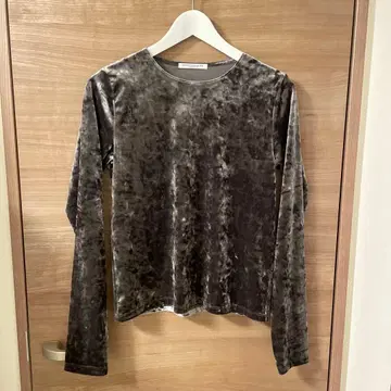 BEAUTY&YOUTH 다크 그레이 벨로아 긴팔T셔츠