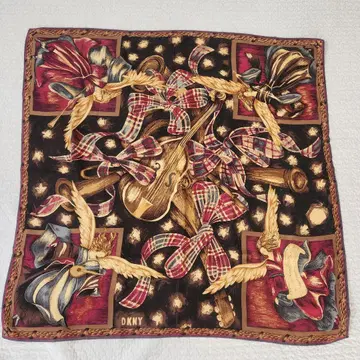 독특한 그림체 바이올린 DKNY 스카프 실크 리본 새 크리스마스