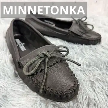 새상품급 MINNETONKA 미네통카 모카신 블랙 가죽 플랫슈즈