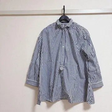 [ 새상품급 ] 투모로우랜드 스트라이프 셔츠 블루 면 100 캐주얼 고급