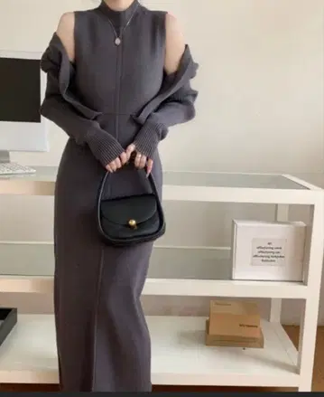 아비도쿄 가디건풍 니트 원피스