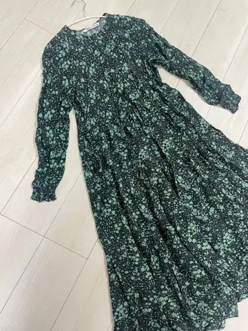 ZARA 꽃무늬 긴팔 롱 원피스 XS