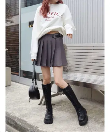 EVRIS 버클 디자인 플리츠 스커트