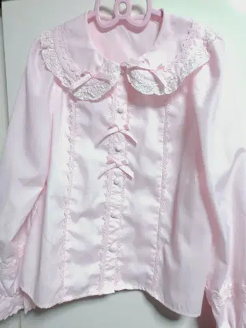 토션 레이스 둥근 카라 블라우스 핑크 axes femme kawaii