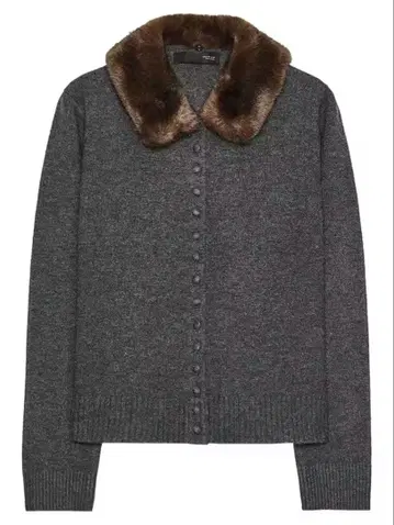 ZARA 페이크 퍼 라펠 니트 자켓 그레이 자라