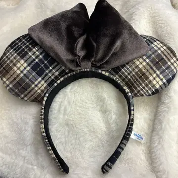 디즈니 체크 브라운 머리띠 프리