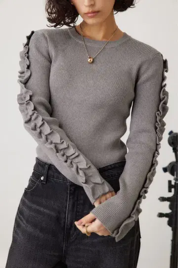 crie conforto 슬리브 프릴 니트