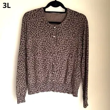 레오파드 무늬 가디건 반짝이 버튼
