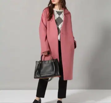 jeanasis 숏 비버 울 노카라 코트 핑크