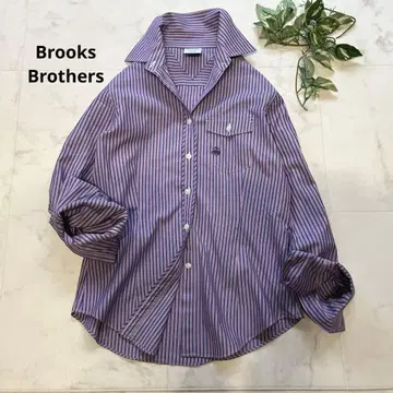 Brooks Brothers 스트라이프 셔츠 로고 자수 사이즈 0 보라색