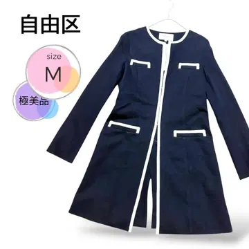 컨디션 최상 자유구 노카라 코트 네이비 38 M 고급 자켓 성인 여성