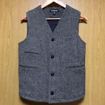 EXPANSION 헤링본 울 베스트 S 사이즈 그레이