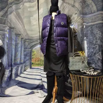 립컬 보라색 다운 베스트 M 사이즈