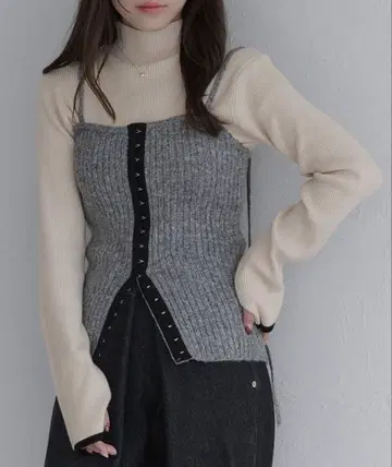 [ raffime ] 2WAY 멜란지 니트 뷔스티에