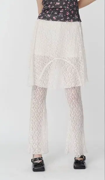 jouetie 랩 레이어드 레이스 팬츠