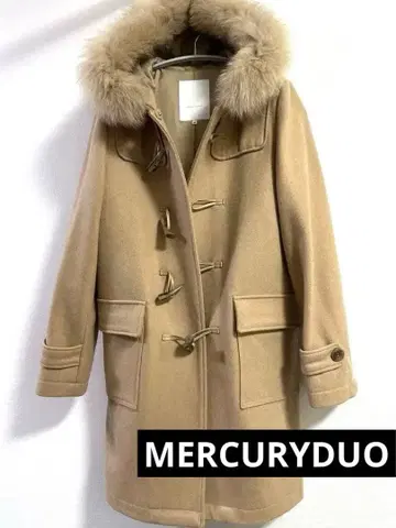 MERCURYDUO 베이지 퍼 달린 롱 코트 M