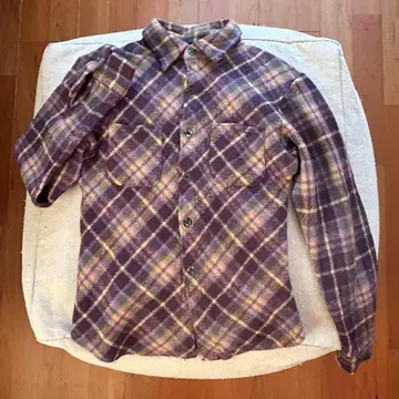 45rpm 울 100% 블라우스 체크 무늬