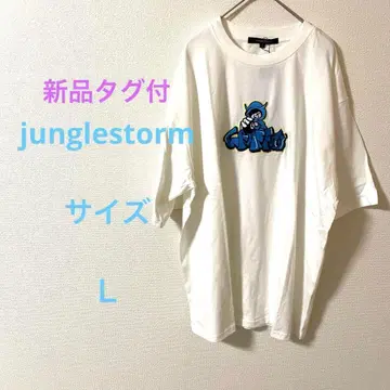 택 포함 새상품 정글 스톰 자수 그래피티 캐릭터 T셔츠 화이트