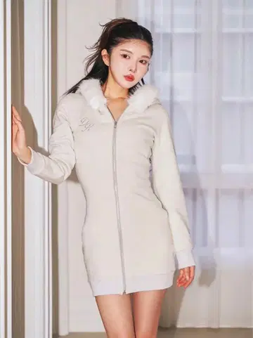 darich 후드퍼 맨투맨 미니 원피스