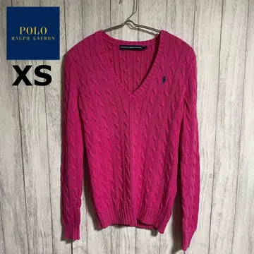 [ 새상품급 ] 랄프 로렌 스포츠 XS 코튼 케이블 니트 V넥 핑크