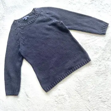 LANDS' END 라이드엔즈 [ S ] 린넨 코튼 니트 스웨터 네이비