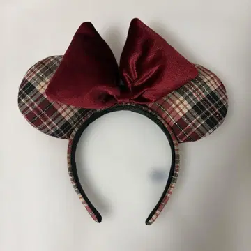 미니 머리띠 빨간색 체크