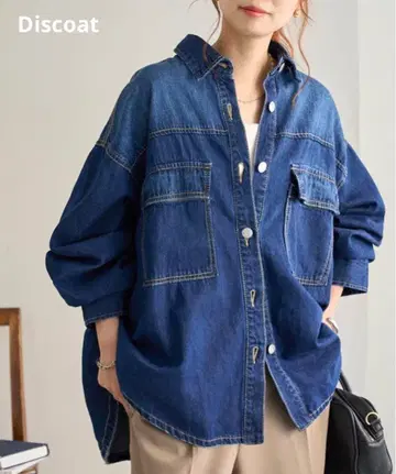 [ 새상품 ] 디스코트 데님 빅 셔츠 데님 자켓 블루