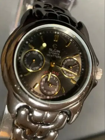 ELGIN 엘진 블랙 데이데이트 QZ 100m 방수 남성용 손목시계