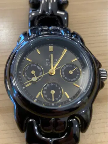 ELGIN 엘진 블랙 데이데이트 QZ 100m 방수 남성용 손목시계