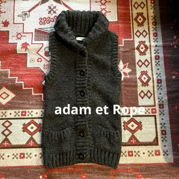 adam et Rope 다크 브라운 니트 베스트 프리 사이즈