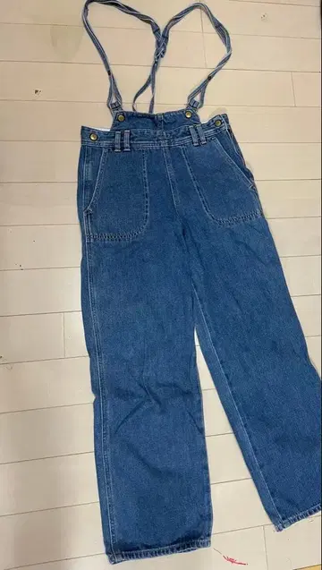 썸씽 something 데님 블루 서스펜더 살로펫 S