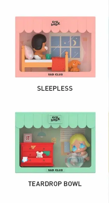미개봉 새상품 Popmart Crybay Sad Club 2체