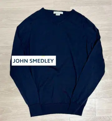 JOHN SMEDLEY 메리노울 V넥 니트 네이비 영국제