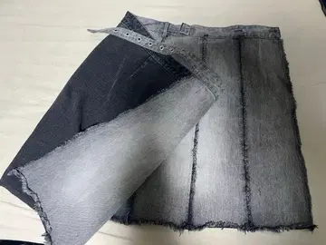 GRANCY 프린지 데님 스커트 그레이 M 사이즈