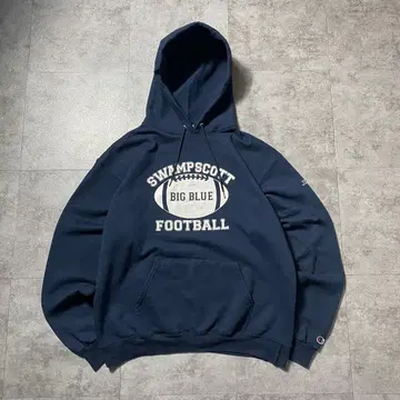 00's 챔피온 미식축구 팀 로고 프린트 맨투맨 후드티