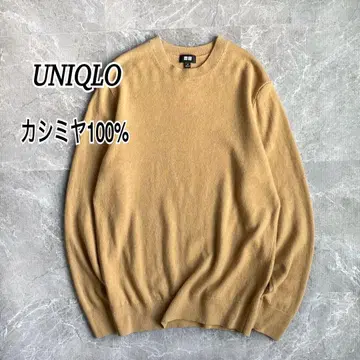 남성용 유니클로 캐시미어 100% 크루넥 스웨터 긴팔 니트 M