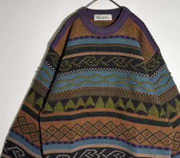 올 패턴 기하학 울 니트 스웨터