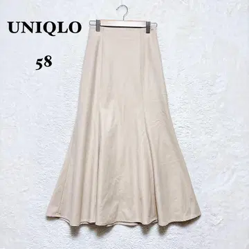 유니클로 머메이드 스커트 플레어 58 베이지 플란넬 하이웨스트
