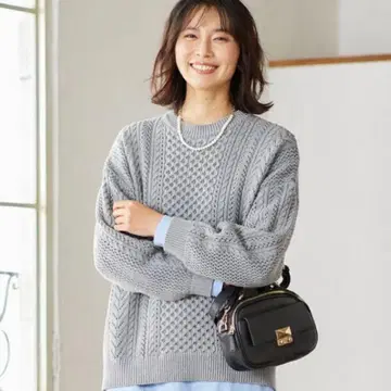 23구 38 M 코튼 벌키 레이스 니트 그레이