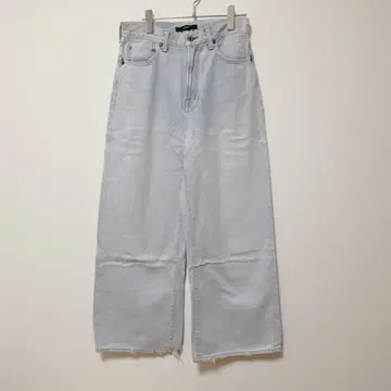 젬블 [ L ] 와이드 데님 팬츠/면 100% 소가죽 일본제 캐주얼